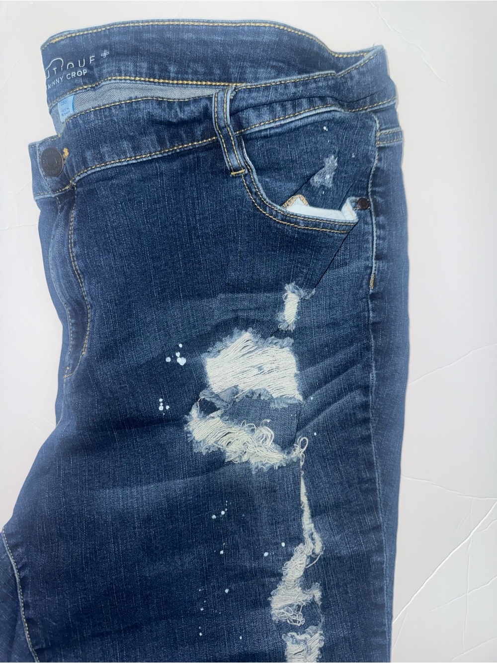 Men's Distressed Dark Blue Denim Jeans